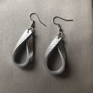 Silver Loop Genuine Leather Earrings